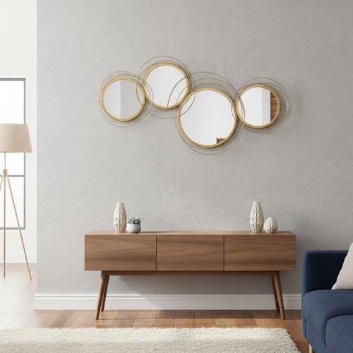Metal wall mirror 107cm modern - metal,