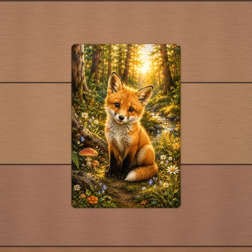 Cabin metal sign fox - metal,